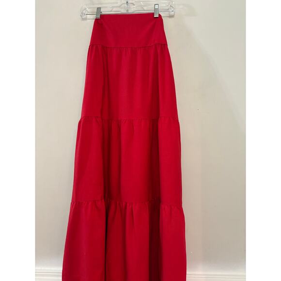 Princess Polly Maxi Dress Linen Kazia Red Strapless Tie Back Tiered US Sz 6 NWT - Picture 3 of 9